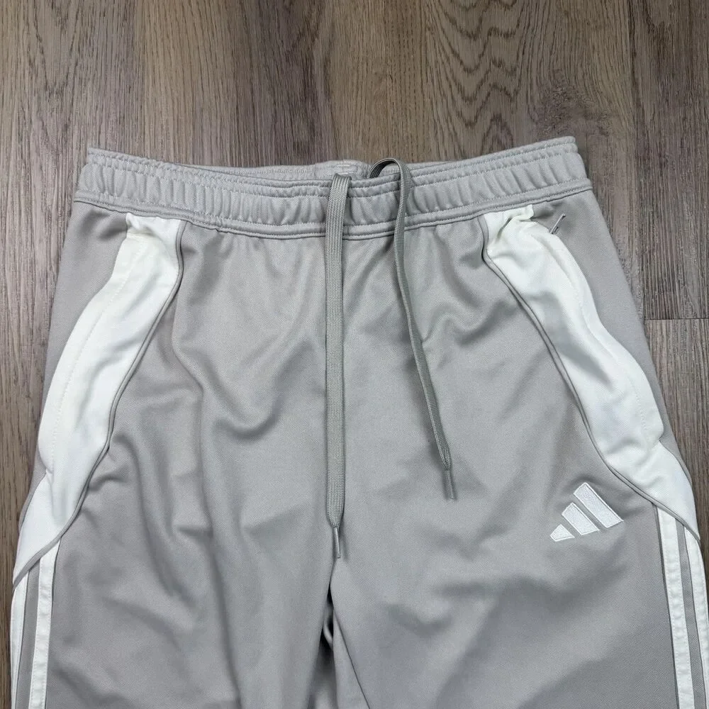 Adidas Track Pants Mens Medium Gray AEROREADY 3-Stripes Ankle Zip Athletic